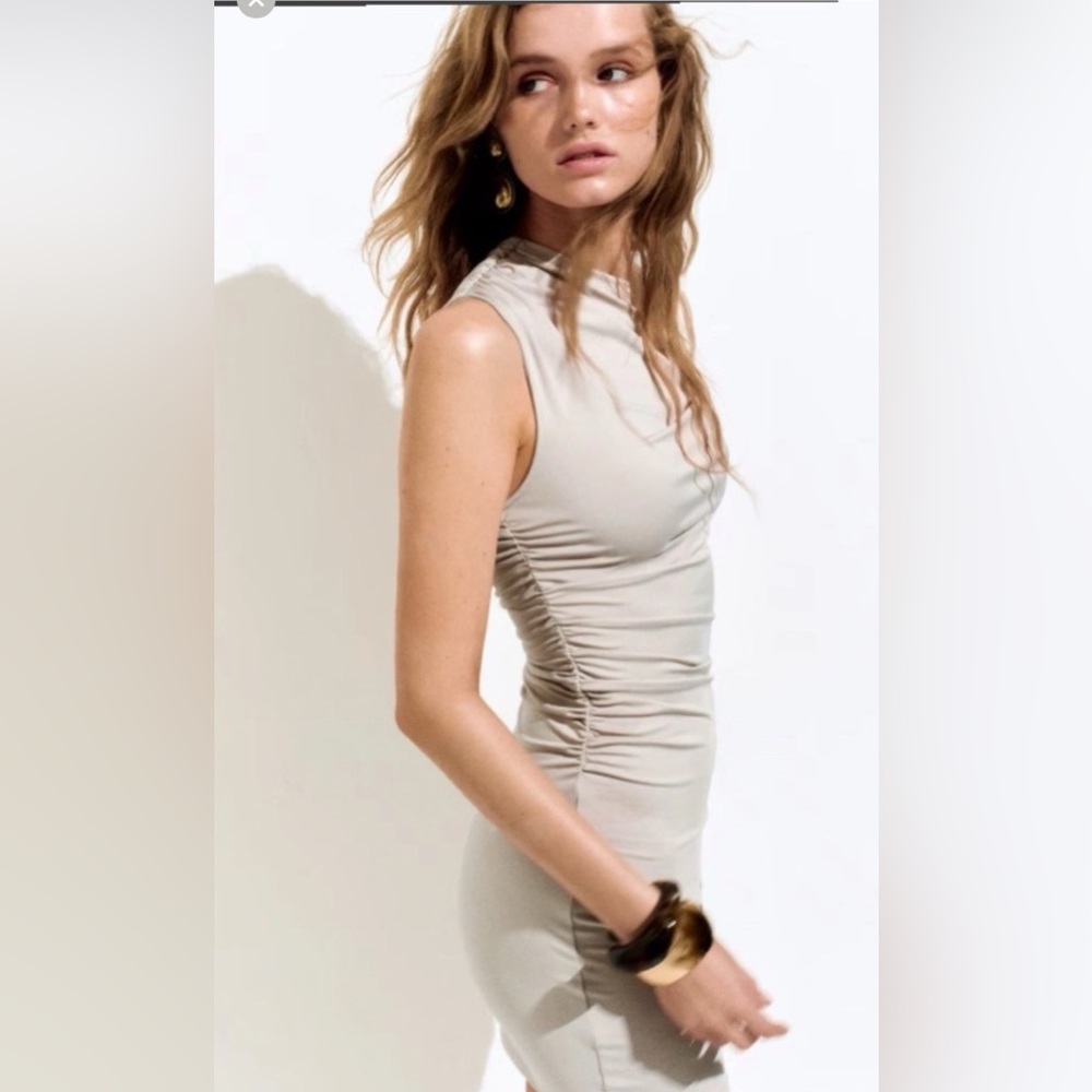 H&M Chic Beige One-Shoulder Dress NWT